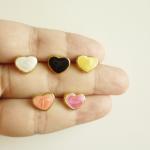 - Pink Heart Gold Plated Stud Earrings -..
