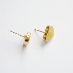 - Black Heart Gold Plated Stud Earrings -..