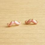 - Tiny Pale Pink Mustache Post Earrings - 14 Mm -..