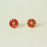 - Lovely Red Daisy Stud Earrings - Gift Under 10