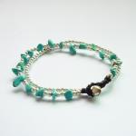 Double Strands Of Turquoise Blue Chip Beads And..