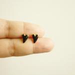 - Black Heart Ear Stud Earrings - Gift Under 10