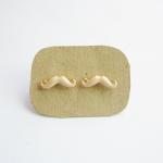 - Tiny Sexy Tan Mustache Post Earrings - 14 Mm