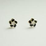- Small Black Flower Stud Earrings - 925 Sterling..