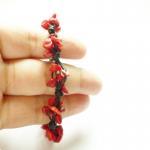 The Cluster - Red Coral Stone Chip Beads Wax Cord..