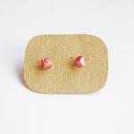 - Lil Pink Red Cubic Cube Ear Stud Earrings - Gift..