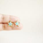 - Large Blue Star Stud Earrings - 14 Mm - Gift..
