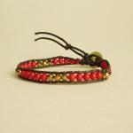 Red And Gold Single Wrap Bracelet - Gift Under 15