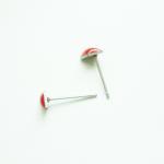 - Small Red Rhombus Stud Earrings - 4 Mm - Gift..