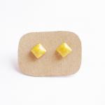 - Bright Pearl Yellow Rhombus Stud Earrings - 10..