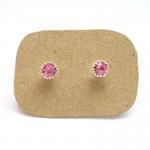 - Rose Pink Cz Ear Stud Earrings - 925 Sterling..