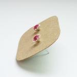 - Rose Pink Cz Ear Stud Earrings - 925 Sterling..