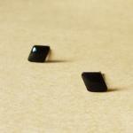 - Small Black Rhombus Stud Earrings - 4 Mm - Gift..