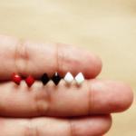 - Small Black Rhombus Stud Earrings - 4 Mm - Gift..