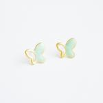 - Large Mint Green Gold Butterfly Stud Earrings -..