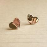 - Heart Rose Gold Stud Earrings - Gift Under 10