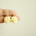 - Large Cream/off White Rose Earrings - Gift Under..