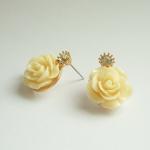 - Large Cream/off White Rose Earrings - Gift Under..
