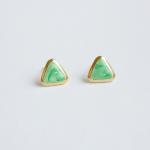 - Pearl Green Triangle Stud Earrings - Gift Under..