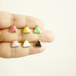 - Pearl Red Triangle Stud Earrings - Gift Under 10