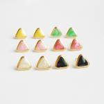 Pearl Pink Triangle Stud Earrings - Gift Under 10