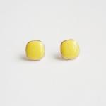 Yellow Square Stud Earrings - Gift Under 10