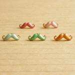 Tiny Orange Mustache Post Earrings - 14 Mm - Gift..