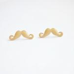 25 Mm - Large Sexy Tan Nude Mustache Stud Earrings..