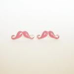 25 Mm - Large Sexy Pink Mustache Stud Earrings -..