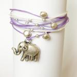 Elephant Charm Wrap Bracelet - Gift Under 10 -..