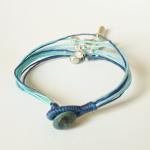 Silver Cross Blue Wrap Bracelet - Gift Under 10 -..