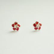 SALE - Small Red Flower Stud Earrings - 925 Sterling Silver Earrings - gift under 15