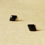SALE - Small Black Rhombus Stud Earrings - 4 mm - Gift under 10