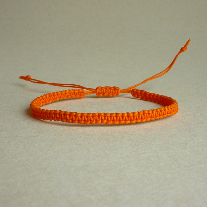 Simple Single Orange Braided Adjustable Friendship Bracelet