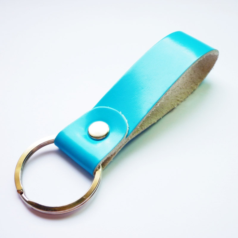 Turquoise Blue Gross Genuine Leather Key Fob/key Keeper/key Holder/key Ring - Gift Under 10