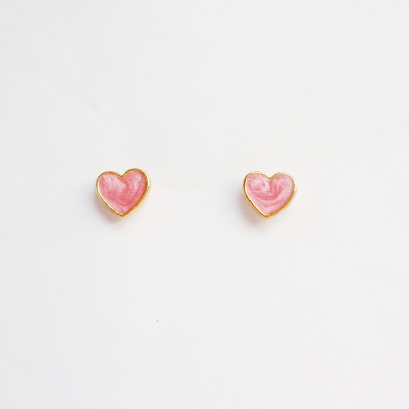 - Lil Lovely Pink Red Heart Stud Earrings - 6 Mm - Gift Under 10