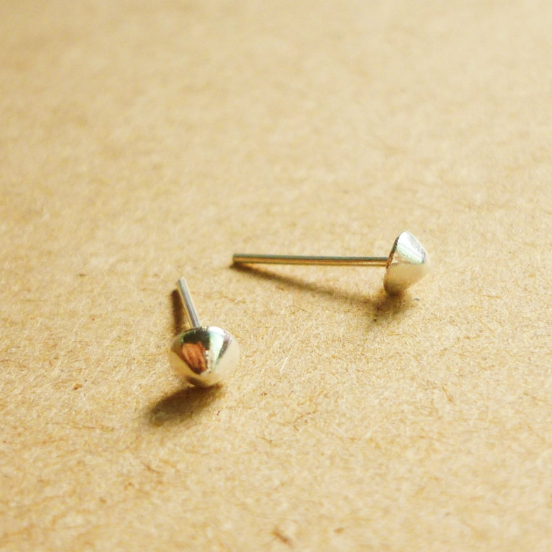 SALE - Tiny Silver Cone Ear Stud Earrings - 925 Sterling Silver Stud Earrings - gift under 10