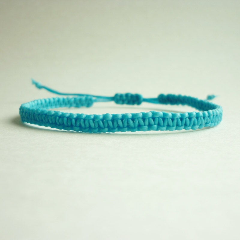 Simple Single Line Turquoise Blue Wax Cord Bracelet / Wristband - Gift under 5 - Adjustable Bracelet