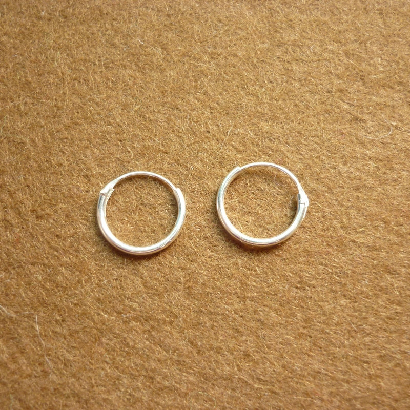 12 mm Hoop Earrings - Small Hoop 925 Sterling Silver Hoop Earrings - Gift under 10 - Nose Hoop Earrings - Silver Round Hoop Earrings