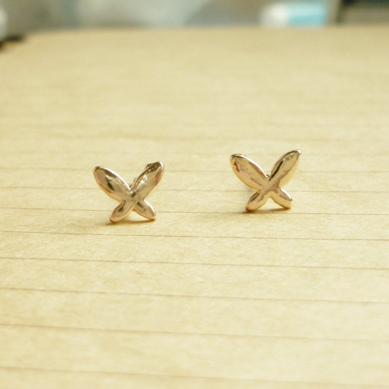 Rose Gold Small Butterfly Stud Earrings 