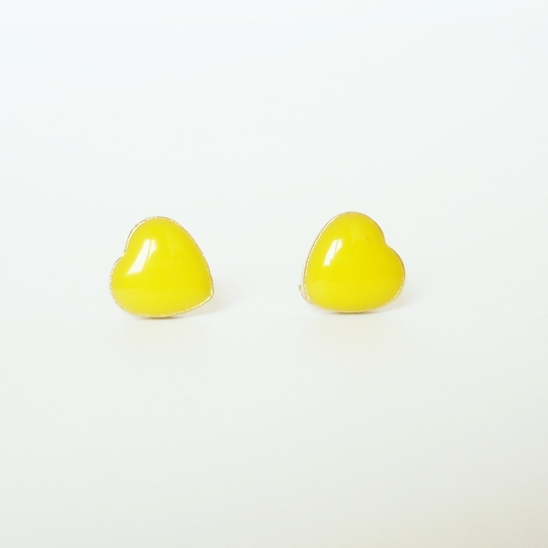 - Lovely Yellow Heart Stud Earrings - Gift Under 10