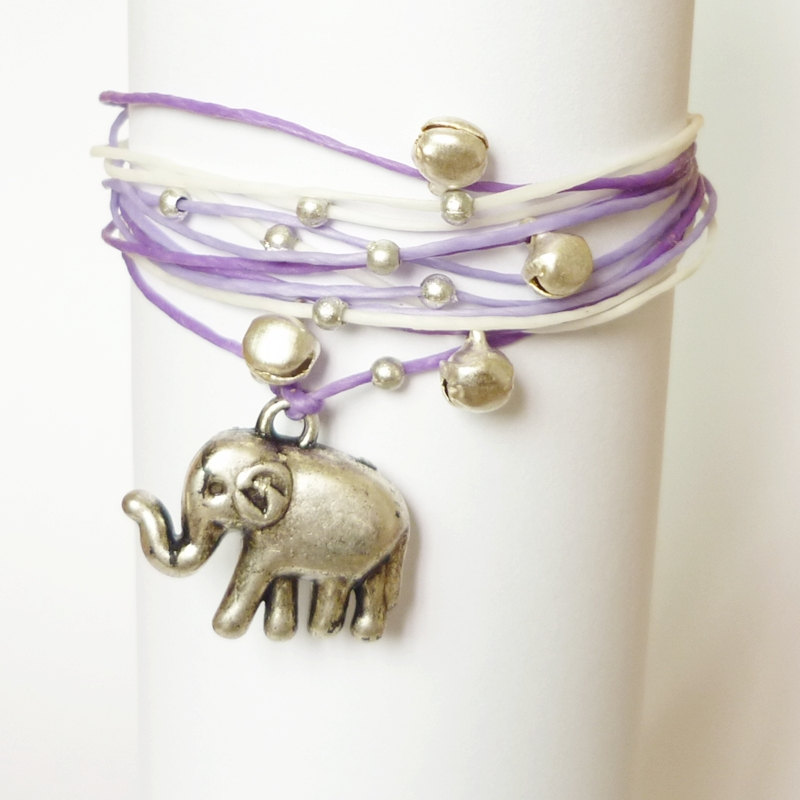 Elephant Charm Wrap Bracelet - Gift Under 10 - Valentine Gift - Gift For Her