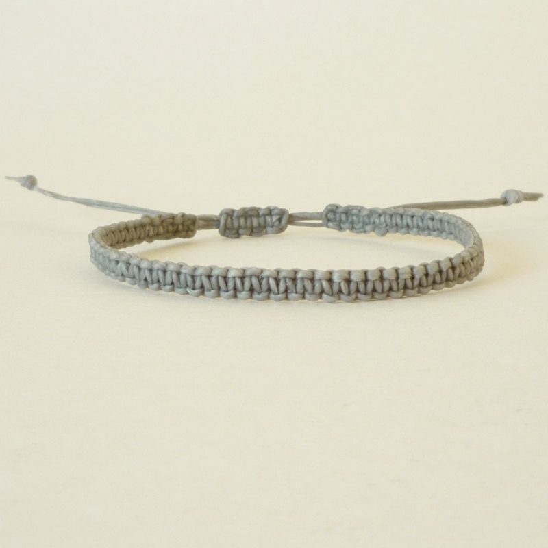Simple Single Line Gray Friendship Bracelet / Wristband - Gift under 5 - Adjustable Bracelet