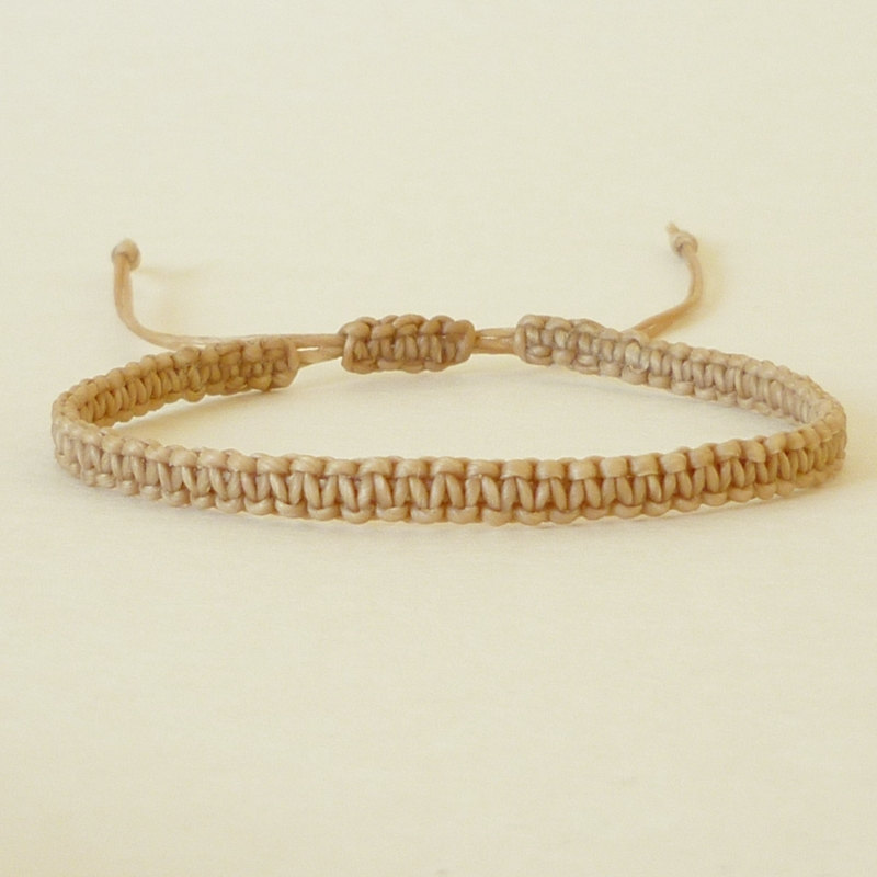 Simple Single Line Tan Friendship Bracelet / Wristband - Gift Under 5 - Adjustable Bracelet