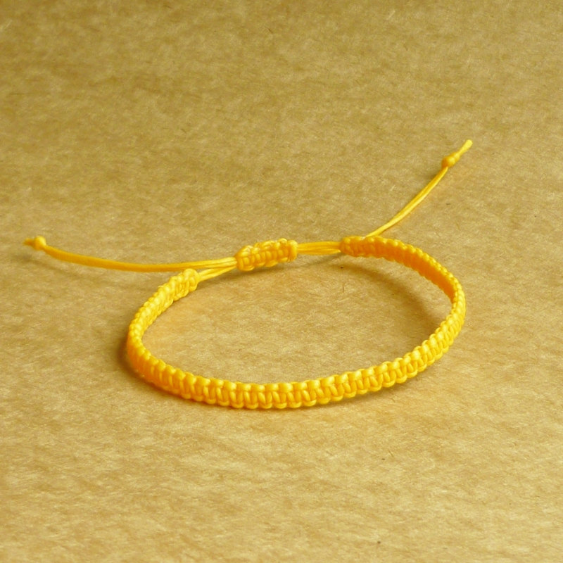 Simple Single Line Marigold Yellow Friendship Bracelet / Wristband - Customized Bracelet - Gift Under 5 - Adjustable Bracelet