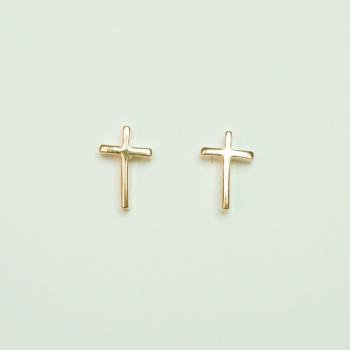 SALE - The Cross Light Rose Solid Gold/Pink Gold Plated Earring/Stud Earrings 
