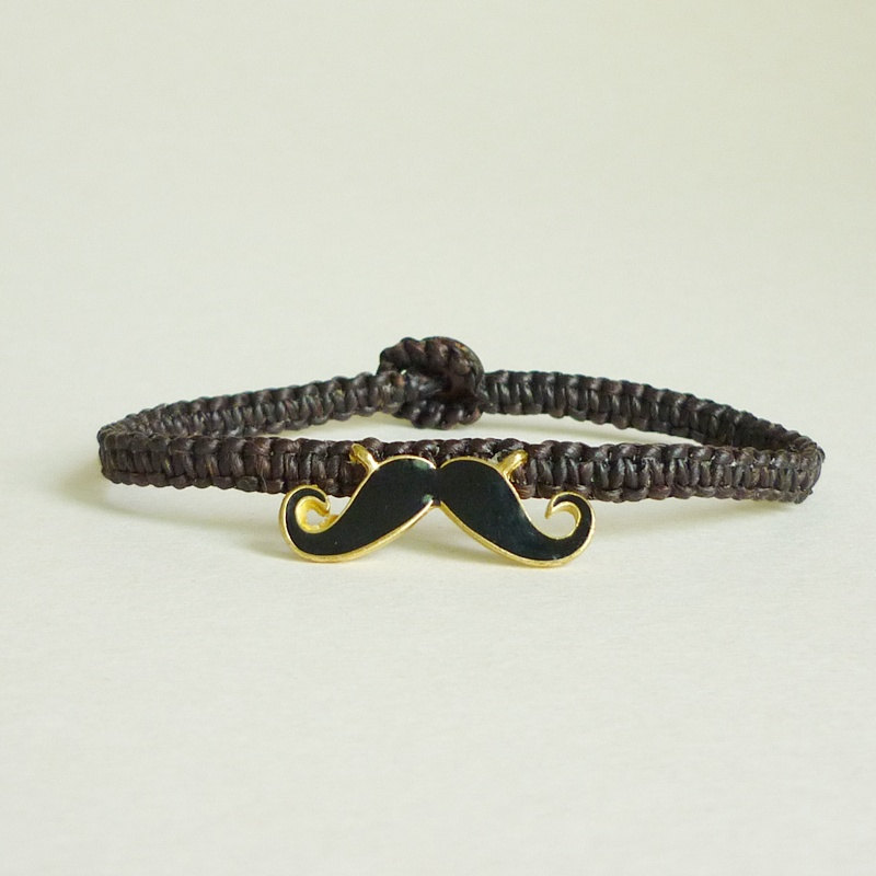 Mustache Bracelet Black Wax Cord Mustache Bracelet Black Wax Cord Gift Under 15 For Him Uni Jewelry